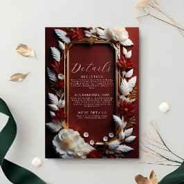 Information om chic Burgundy-Blommigtar med Golden Tilläggskort