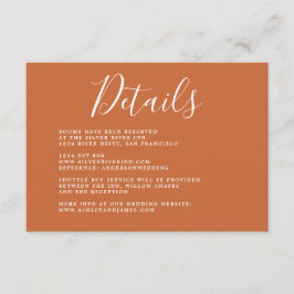 Information om chic Calligraphy Burnt Orange Bröll Tilläggskort