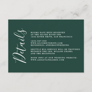 Information om chic Calligraphy Mörk grönt Bröllop Tilläggskort