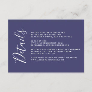 Information om chic Calligraphy Navy Blue Bröllop Tilläggskort