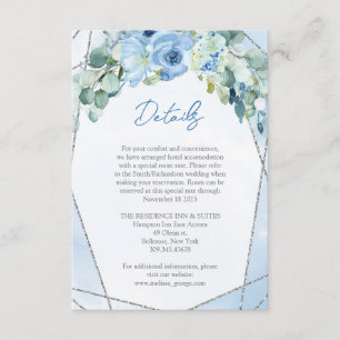 Information om chic light Pastel blåa blommor euca Tilläggskort
