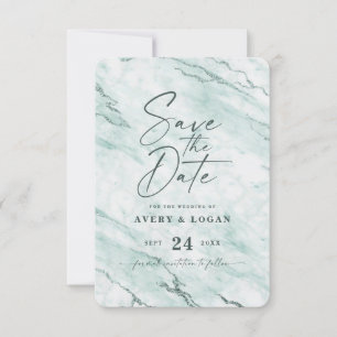 Information om chic Mint Marble med Dusty Grönt Fo Spara Datumet
