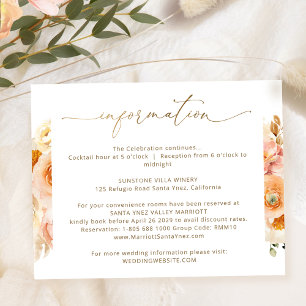 Information om chic Peach Bröllop, Bröllop-informa Tilläggskort