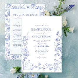 Information om Chinoiserie Blue Victorian Blommigt Inbjudningar