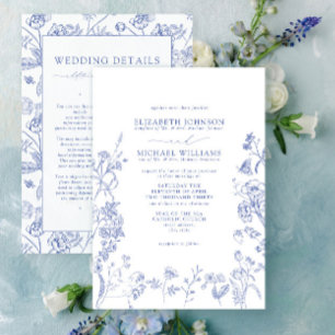 Information om Chinoiserie Blue Victorian Blommigt Inbjudningar