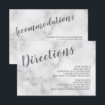 Information om Classy Elegant White Marble Bröllop Inbjudningar<br><div class="desc">Classy Elegant White Marble Wedding Suite: Bröllop Directions and Ackommodations Card med rubrik i modernt grått-typsnitt med detaljer i grått modern sans serif-typsnitt på vit marmorbakgrund.</div>