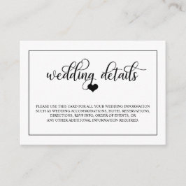 Information om Classy Modern Black White Heart Brö Tilläggskort