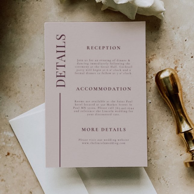 Information om Clean Line Mauve Bröllop Tilläggskort (Skapare uppladdad)