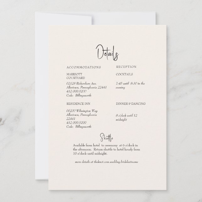 Information om Cream Bröllop Inbjudningar (Framsida)