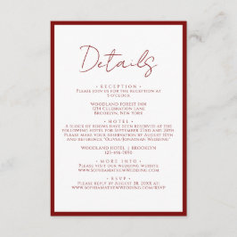 Information om Crimson Red Gräns Script Bröllop Tilläggskort