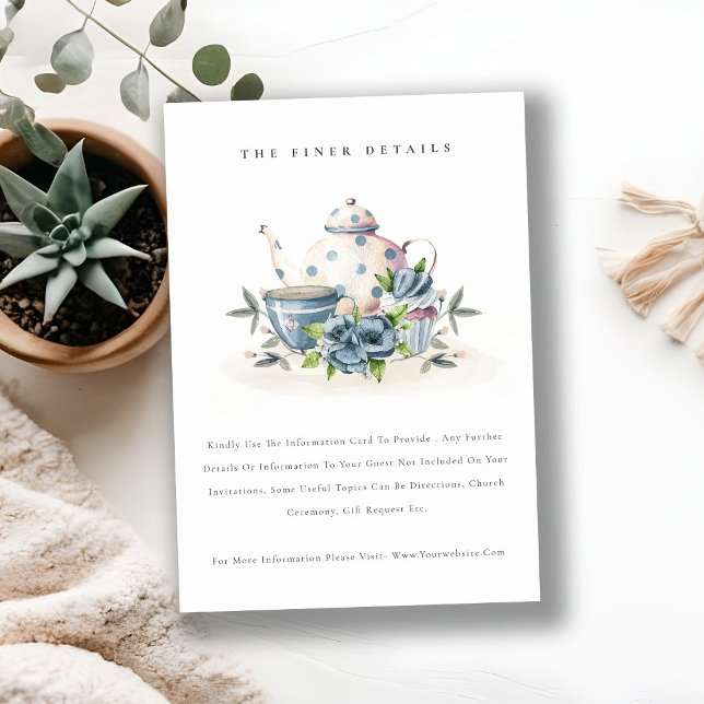 Information om Cute Aqua Blue Blommigt Tekanna Kop Tilläggskort (Skapare uppladdad)