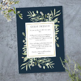 Information om Deep Sea Blue Watercolor Greenery B Tilläggskort