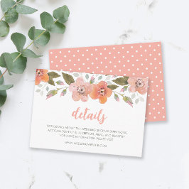 Information om delikat Blommigt Peach Bröllop Tilläggskort