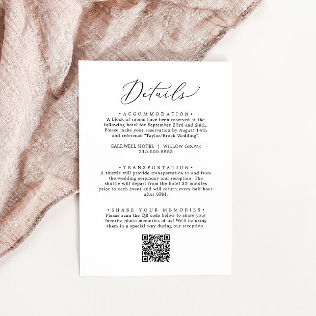 Information om delikat svart kalligrafi QR-kod Tilläggskort (Skapare uppladdad)