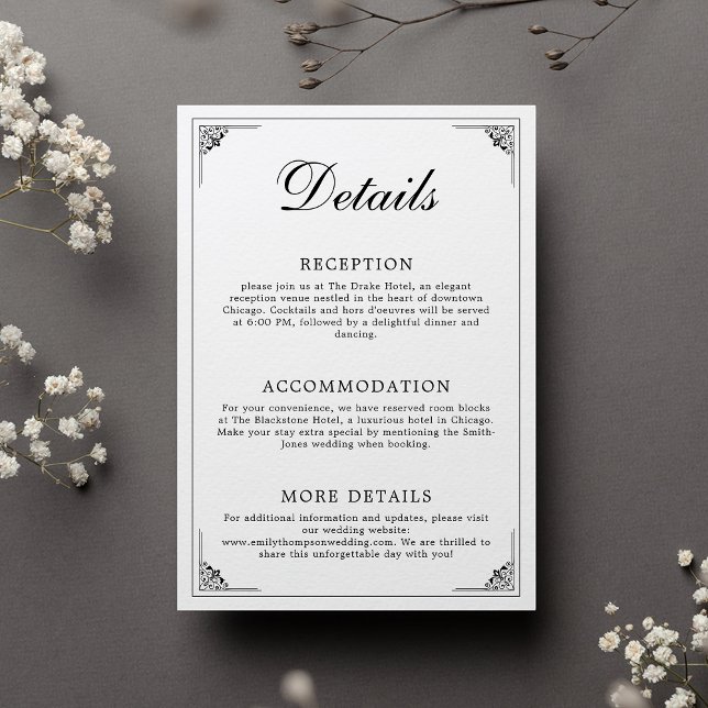 Information om den formella Eleganten Black and Wh Tilläggskort (Skapare uppladdad)