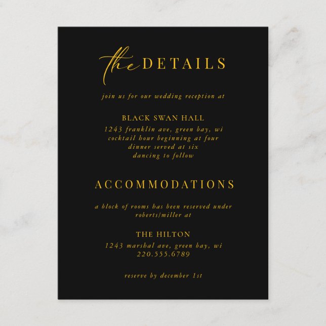 Information om den formella svarta rutan Guld Art  Tilläggskort (Framsida)