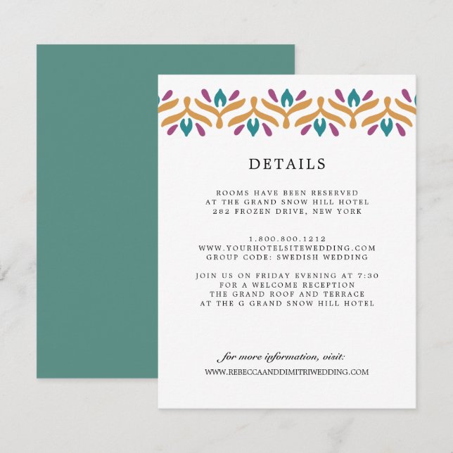 Information om den indiska folkArt Jade Grönt BRÖL Tilläggskort (Fram/baksida)