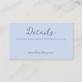Information om den minimalistiska Beau Blue Bröllo Tilläggskort