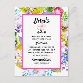 Information om den moderna Blommigten Rosa Bröllop Tilläggskort