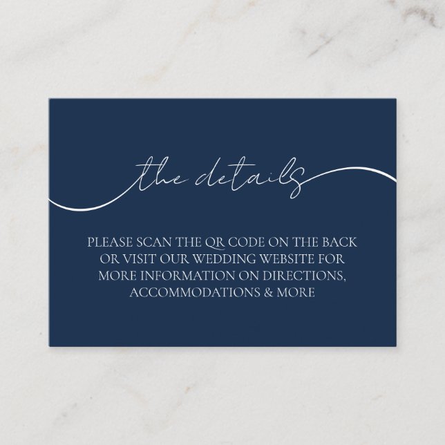 Information om den moderna Eleganten, blå QR-kod B Tilläggskort (Framsida)