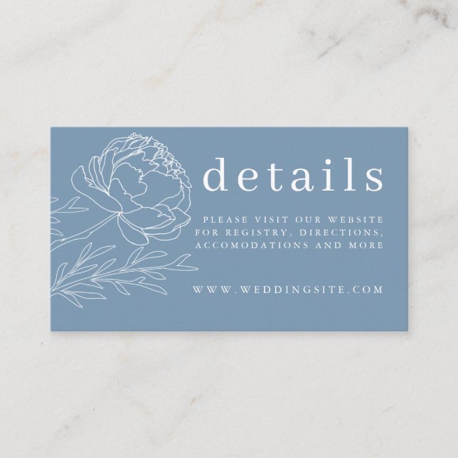 Information om den moderna Eleganten Dusty Blue Bl Tilläggskort (Framsida)