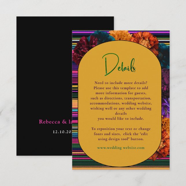 Information om den moderna mexikanska blomman bröl tilläggskort (Fram/baksida)