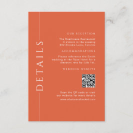 Information om den moderna Roligten Orange Bröllop Tilläggskort