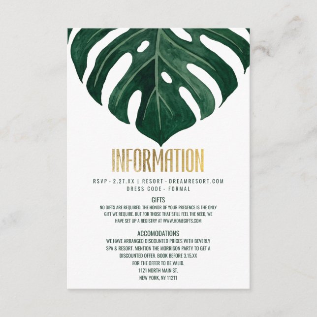 Information om den moderna tropiska schweiziska os tilläggskort (Framsida)