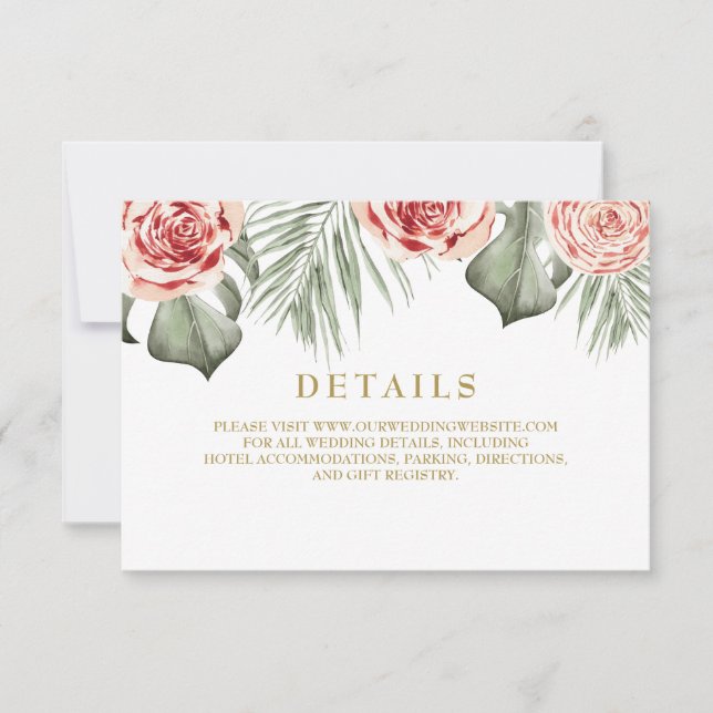 Information om den tropiska Blommigten Ro Handflat OSA Kort (Framsida)