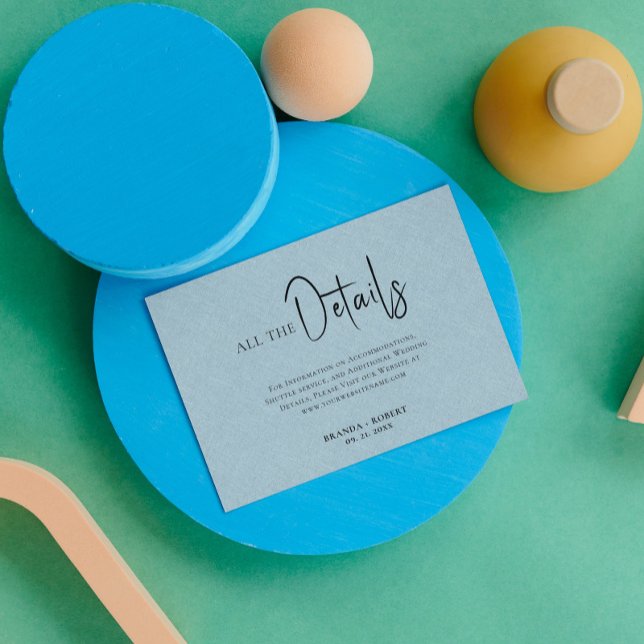 Information om det blå Linen Simple Black Script B Inbjudningar (Skapare uppladdad)