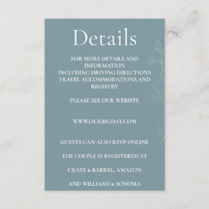 Information om det ljusblå löv-kortet för elegant tilläggskort