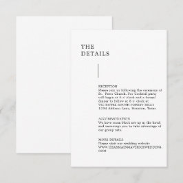Information om det moderna minimalistiska Bröllop Tilläggskort