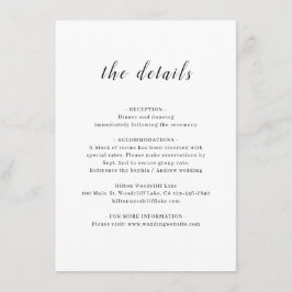 Information om det romantiska skriptet bröllop för tilläggskort