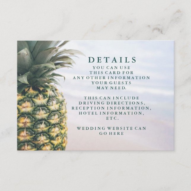 Information om det tropiska Löven Pineapple Hawaii Tilläggskort (Framsida)