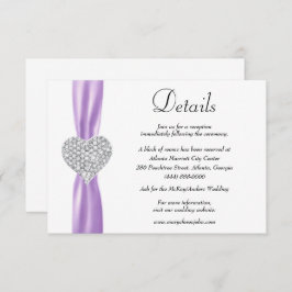 Information om Diamond Heart Lila Ribbon Bröllop Tilläggskort