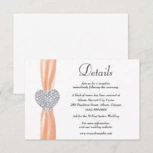 Information om Diamond Heart Orange Ribbon Bröllop Tilläggskort