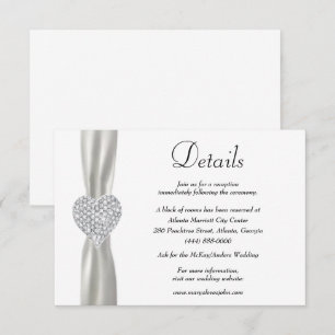 Information om Diamond Heart White Ribbon Bröllop Tilläggskort