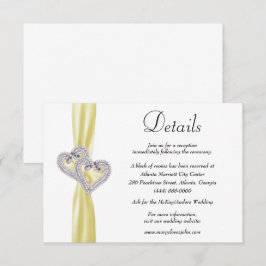 Information om Diamond Hearts Gult Ribbon Bröllop Tilläggskort