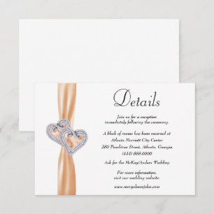 Information om Diamond Hearts Orange Ribbon Bröllo Tilläggskort