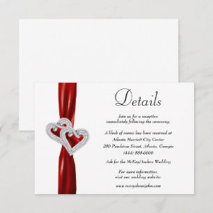 Information om Diamond Hearts Red Ribbon Bröllop Tilläggskort
