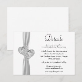 Information om Diamond Hearts White Ribbon Bröllop Tilläggskort