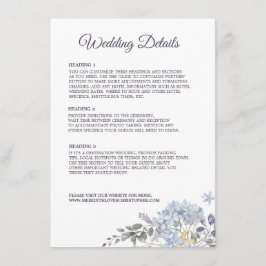 Information om Dusty Blue Blommigts Bröllop Tilläggskort
