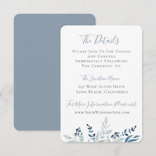 Information om Dusty Blue Botanical Foliage Bröllo Inbjudningar