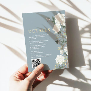 Information om Dusty Blue Chinoiserie Flowers Bröl Tilläggskort