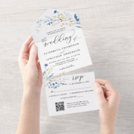 Information om Dusty Blue Daety Flowers Bröllop QR