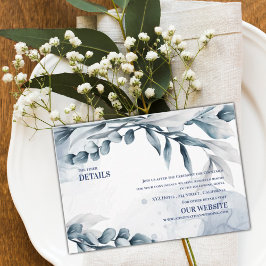 Information om Dusty Blue Elegant Eucalyptus Bröll Tilläggskort