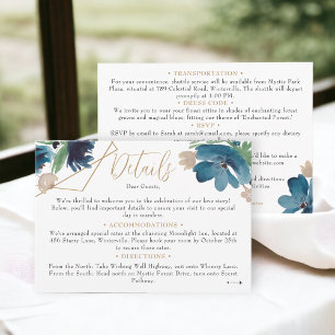 Information om Dusty Blue guld Blommigt Watercolor Tilläggskort