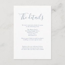 Information om Dusty Blue Minimal Bröllop Tilläggskort