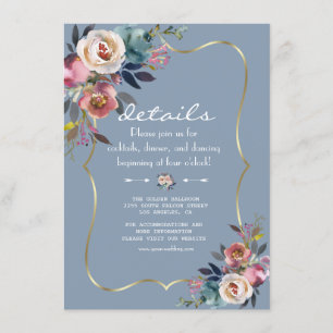 Information om Dusty Blue Misty Ro Flowers Guld Br Tilläggskort