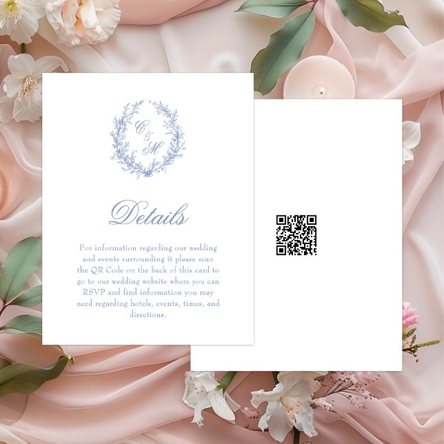 Information om Dusty Blue Monogram botaniskt andet Tilläggskort (Skapare uppladdad)